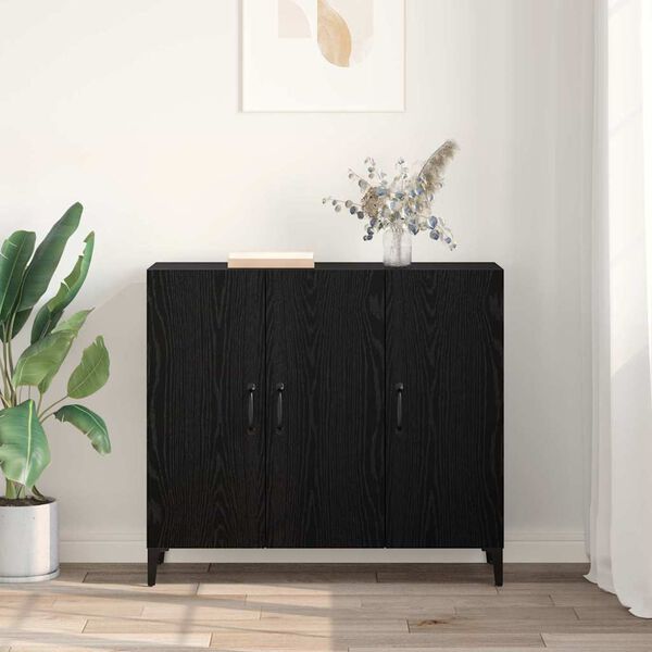 vidaXL Buffet Chêne noir 34 x 90 x 80 cm Bois d'ingénierie