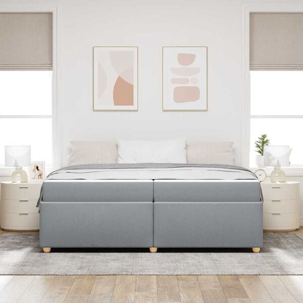 vidaXL Cadre de lit avec matelas Gris clair 200 x 200 cm tissu