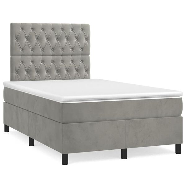 vidaXL Sommier &agrave; lattes de lit et matelas gris clair 120x190cm velours