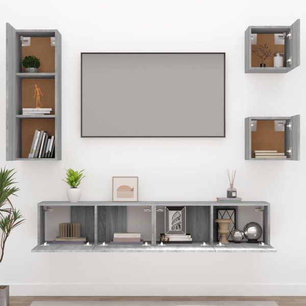 vidaXL Ensemble de meubles TV 5 pcs Sonoma gris Bois d'ing&eacute;nierie