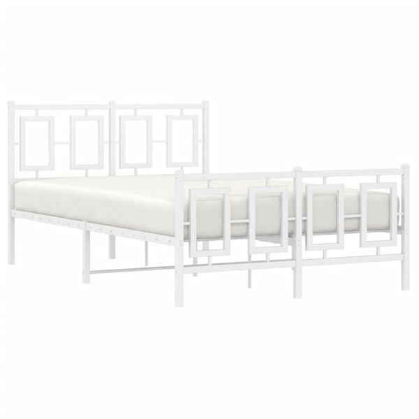 vidaXL Cadre de lit métal sans matelas et pied de lit blanc 120x200 cm