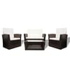 vidaXL Salon de jardin 4 pcs avec coussins R&eacute;sine tress&eacute;e Marron