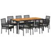 vidaXL Ensemble de salle &agrave; manger pour jardin 9 pcs Noir polyrotin