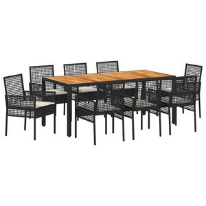 vidaXL Ensemble de salle &agrave; manger pour jardin 9 pcs Noir polyrotin