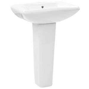 vidaXL Lavabo autoportant avec socle C&eacute;ramique Blanc 580x470x200 mm
