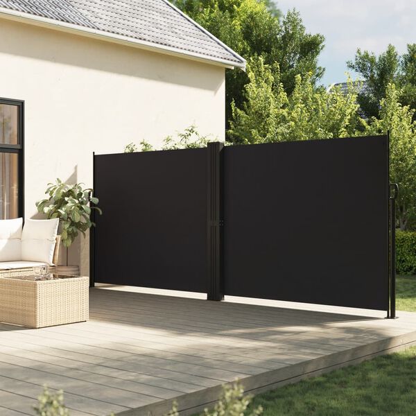 vidaXL Auvent latéral rétractable noir 160x1200 cm