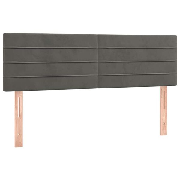 vidaXL T&ecirc;tes de lit Gris fonc&eacute; 144x5x78/88 cm Velours