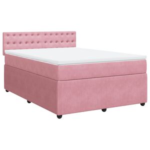 vidaXL Sommier &agrave; lattes de lit avec matelas Rose 140x200 cm Velours