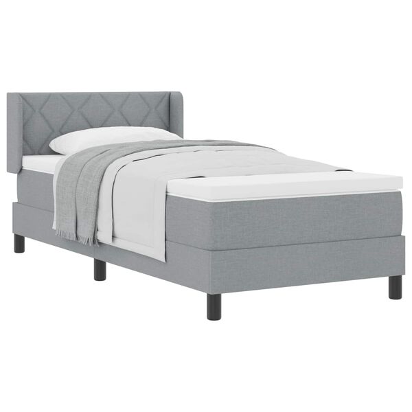 vidaXL Lit &agrave; ressorts avec matelas Gris clair 200 x 90 cm tissu