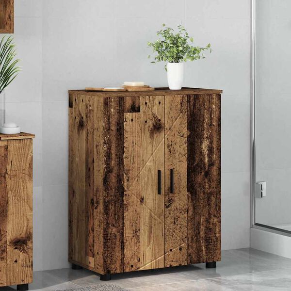 vidaXL Cabinet de salle de bain avec porte Bois Ancien 60 x 35 x 80 cm