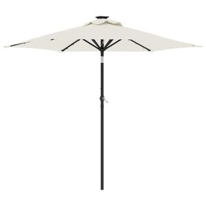 vidaXL Parasol de jardin avec LED et m&acirc;t en acier blanc 225x225x212 cm