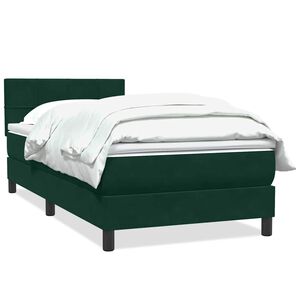 vidaXL Sommier &agrave; lattes de lit et matelas vert fonc&eacute; 80x220 cm velours