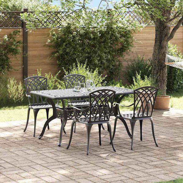 vidaXL Ensemble de salle &agrave; manger pour jardin 5 pcs Noir Aluminium