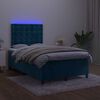 vidaXL Sommier &agrave; lattes de lit matelas et LED Bleu fonc&eacute; 120x200 cm