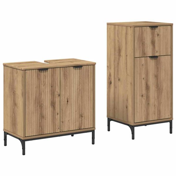 vidaXL Ensemble de mobilier de salle de bain 2 pcs Ch&ecirc;ne artisanal