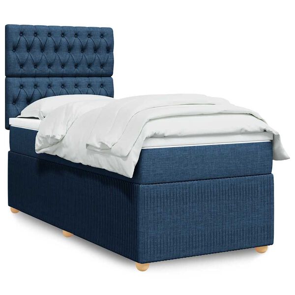 vidaXL Sommier &agrave; lattes de lit avec matelas Bleu 80x200 cm Tissu