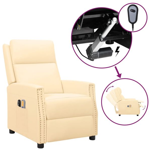 vidaXL Fauteuil de massage électrique Crème Similicuir