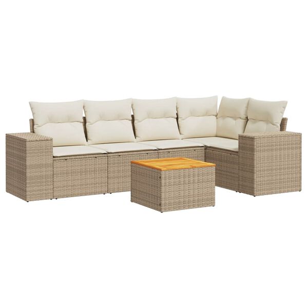 vidaXL Salon de jardin avec coussins 6 pcs beige r&eacute;sine tress&eacute;e