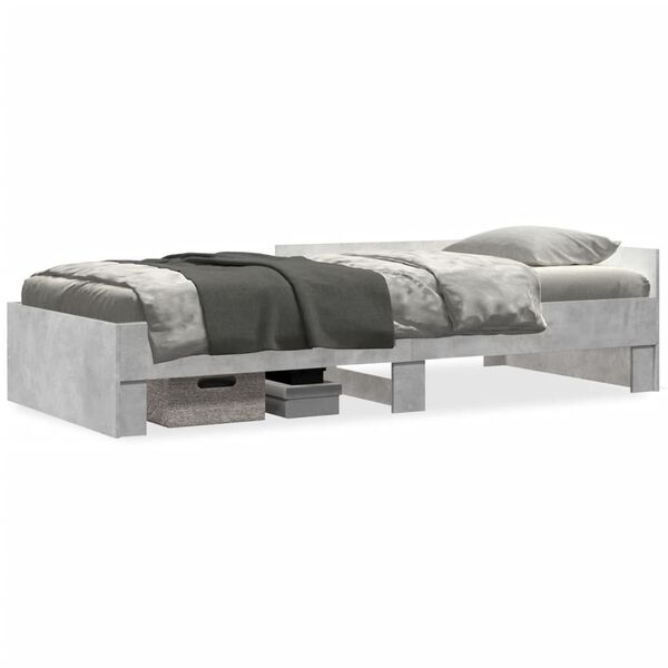 vidaXL Cadre de lit sans matelas gris b&eacute;ton 75x190cm bois d'ing&eacute;nierie