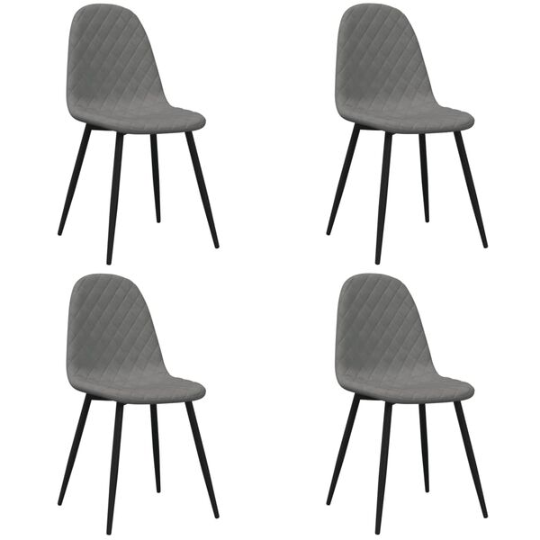 vidaXL Chaises &agrave; manger lot de 4 Gris clair Velours
