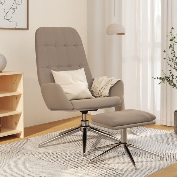 vidaXL Chaise de relaxation avec repose-pied Taupe Tissu microfibre