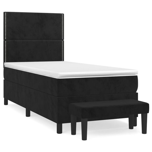 vidaXL Sommier &agrave; lattes de lit avec matelas Noir 100x200 cm Velours