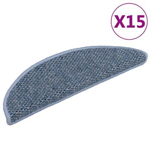vidaXL Tapis d'escalier autocollants 15 pcs 56x17x3 cm Bleu