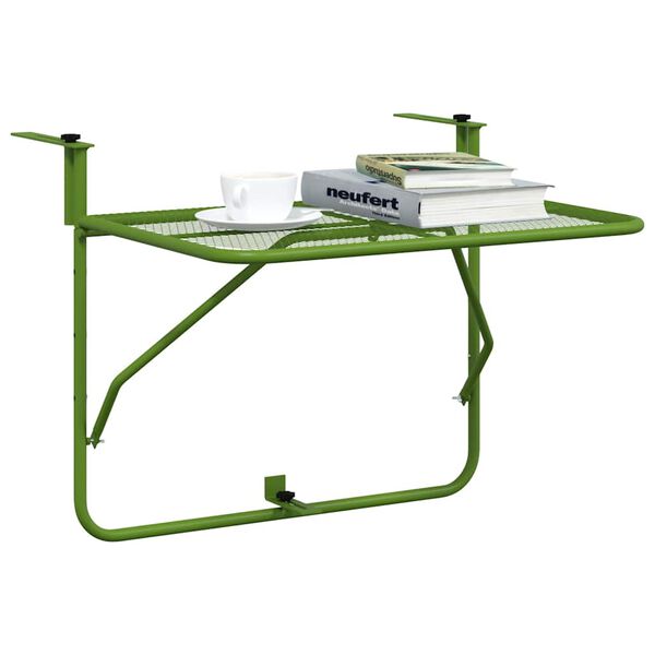 vidaXL Table de balcon Vert 60x40 cm Acier