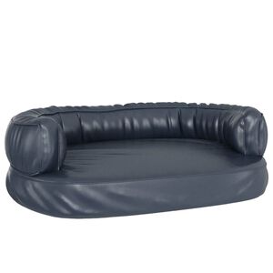 vidaXL Lit pour chien ergonomique Mousse Bleu fonc&eacute; 75x53cm Similicuir