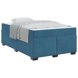 vidaXL Cadre de lit avec matelas Bleu fonc&eacute; 120 x 190 cm tissu