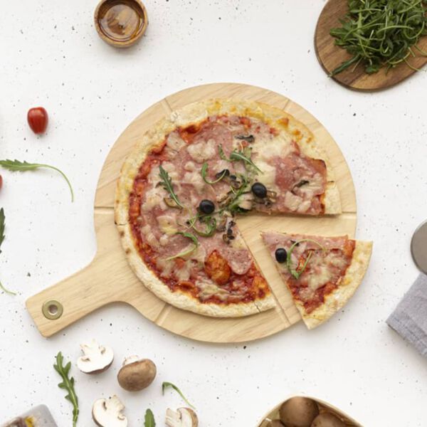 Livoo Ensemble de coupe de pizza 30 cm Bois