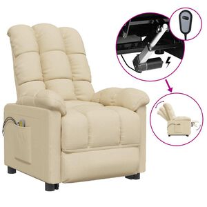vidaXL Fauteuil &eacute;lectrique de massage Cr&egrave;me Tissu