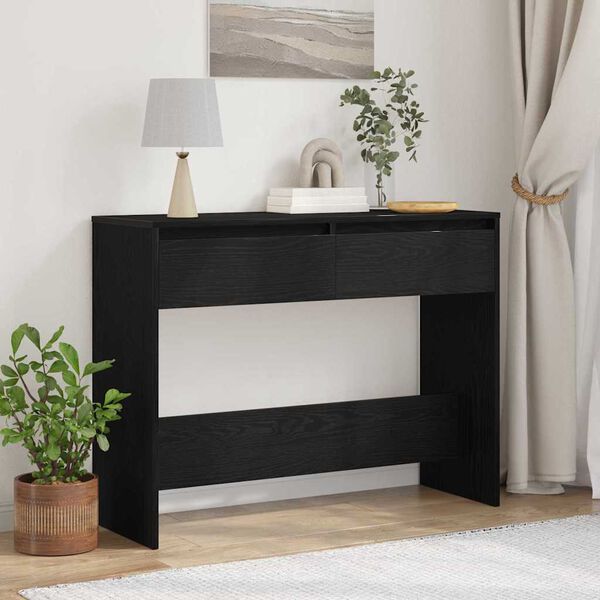 vidaXL Table console Ch&ecirc;ne noir 100 x 35 x 76,5 cm Bois d'ing&eacute;nierie