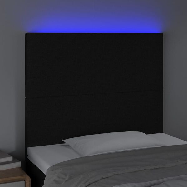 vidaXL Tête de lit à LED Noir 80x5x118/128 cm Tissu