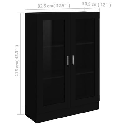 vidaXL Armoire à vitrine Noir 82,5x30,5x115 cm Aggloméré