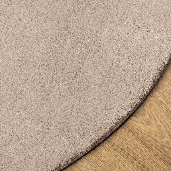 vidaXL Tapis HUARTE &agrave; poils courts doux et lavable sable &Oslash; 120 cm