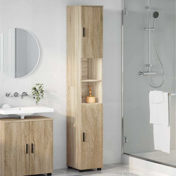 vidaXL Cabinet de salle de bain Ch&ecirc;ne Sonoma 30 x 35 x 192 cm