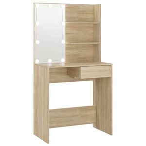 vidaXL Coiffeuse avec LED ch&ecirc;ne sonoma 74,5x40x141cm bois d'ing&eacute;nierie