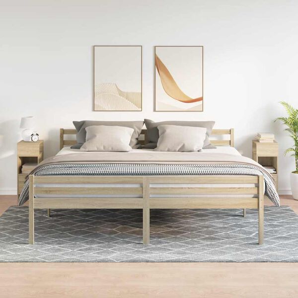 vidaXL Tables de chevet 2 pcs avec tiroir ch&ecirc;ne sonoma 25x31x66 cm