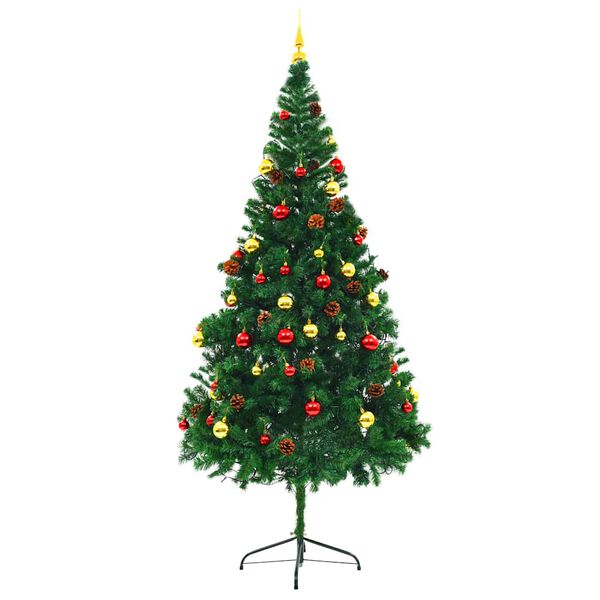 vidaXL Arbre de No&euml;l artificiel pr&eacute;-&eacute;clair&eacute; avec boules vert 210 cm