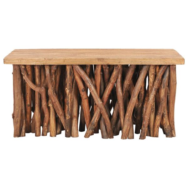 vidaXL Table basse bois de r&eacute;cup&eacute;ration m&eacute;lang&eacute; et bois de teck