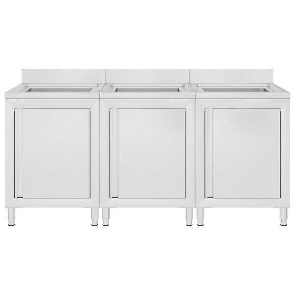 vidaXL Éviers de cuisine commerciaux 3 pcs Acier inoxydable