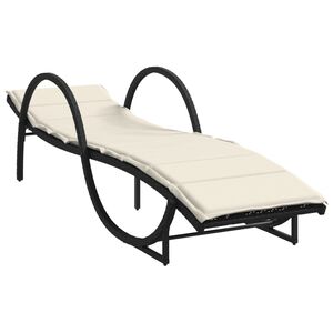 vidaXL Chaise longue avec coussin noir 60x199x42 cm r&eacute;sine tress&eacute;e
