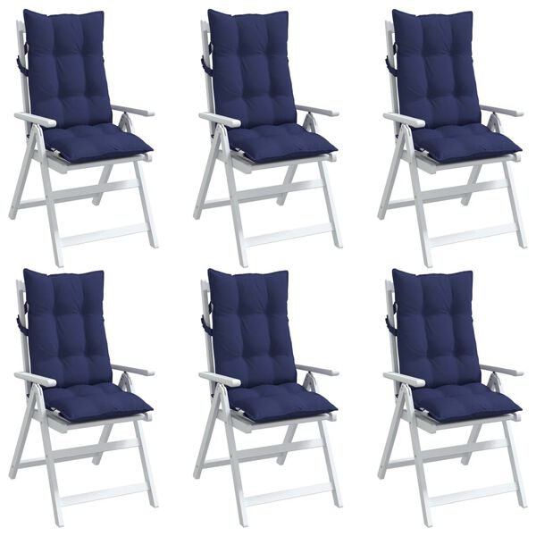 vidaXL Coussins de chaise &agrave; dossier haut lot de 6 bleu marine