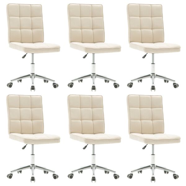 vidaXL Chaises &agrave; manger lot de 6 cr&egrave;me tissu