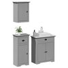 vidaXL Meubles de salle de bain 3 pcs BODO gris bois de pin massif