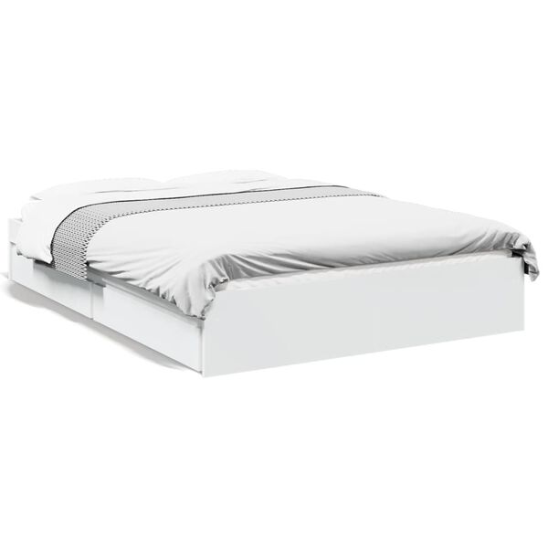 vidaXL Cadre de lit avec tiroirs sans matelas blanc 120x190 cm