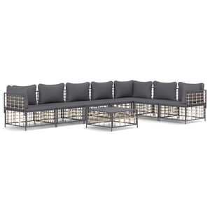 vidaXL Salon de jardin 8 pcs avec coussins anthracite r&eacute;sine tress&eacute;e
