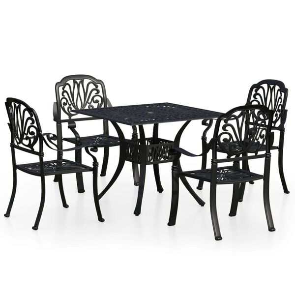 vidaXL Ensemble de bistro 5 pcs Aluminium coulé Noir