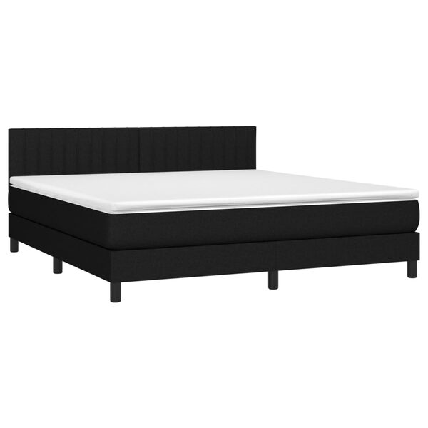 vidaXL Sommier &agrave; lattes de lit avec matelas Noir 160x200 cm Tissu